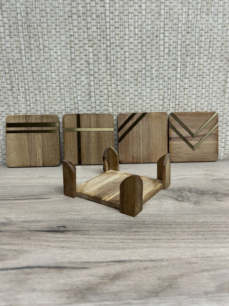 Glasuntersetzer Holz (gold)