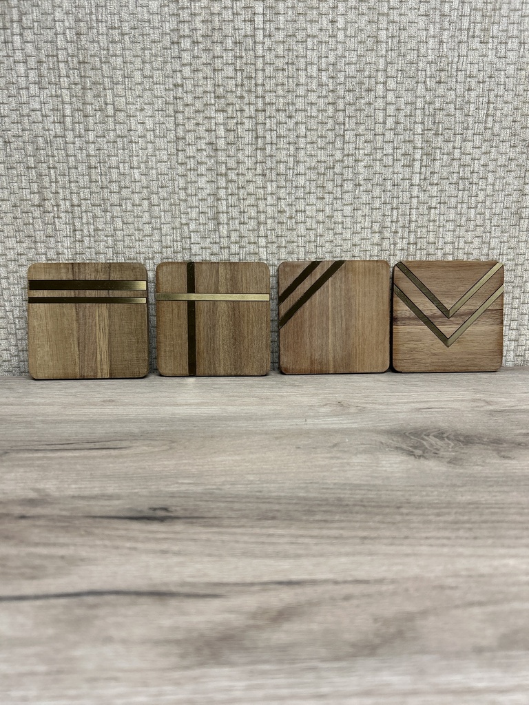 Glasuntersetzer Holz (gold)