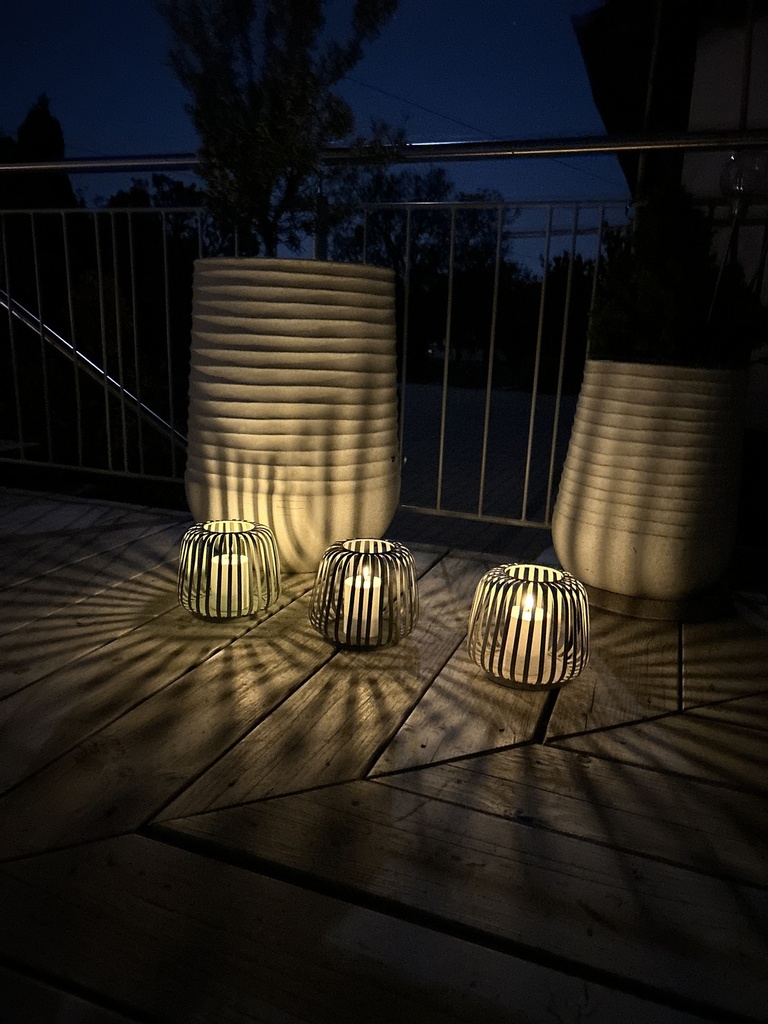 Solar Laterne Metall mit Stumpenkerze
