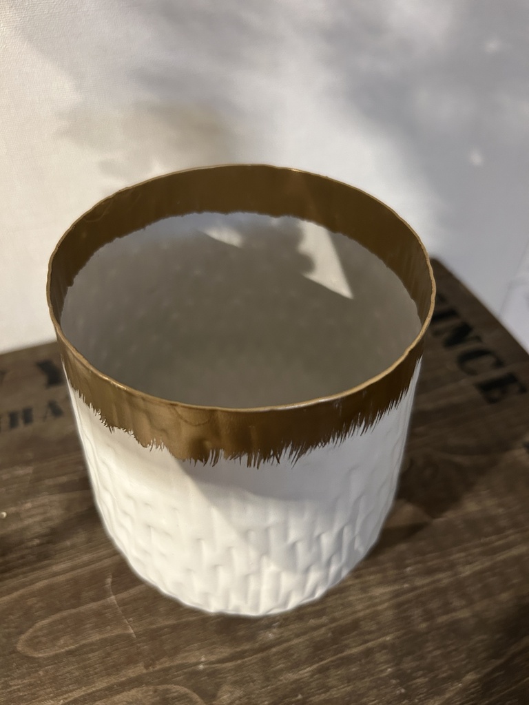 Metall Gefäß weiß-gold
