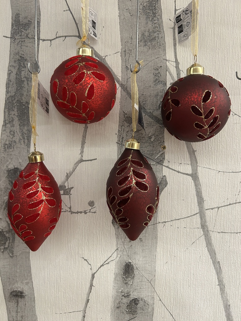 Weihnachtskugel rot, Samt