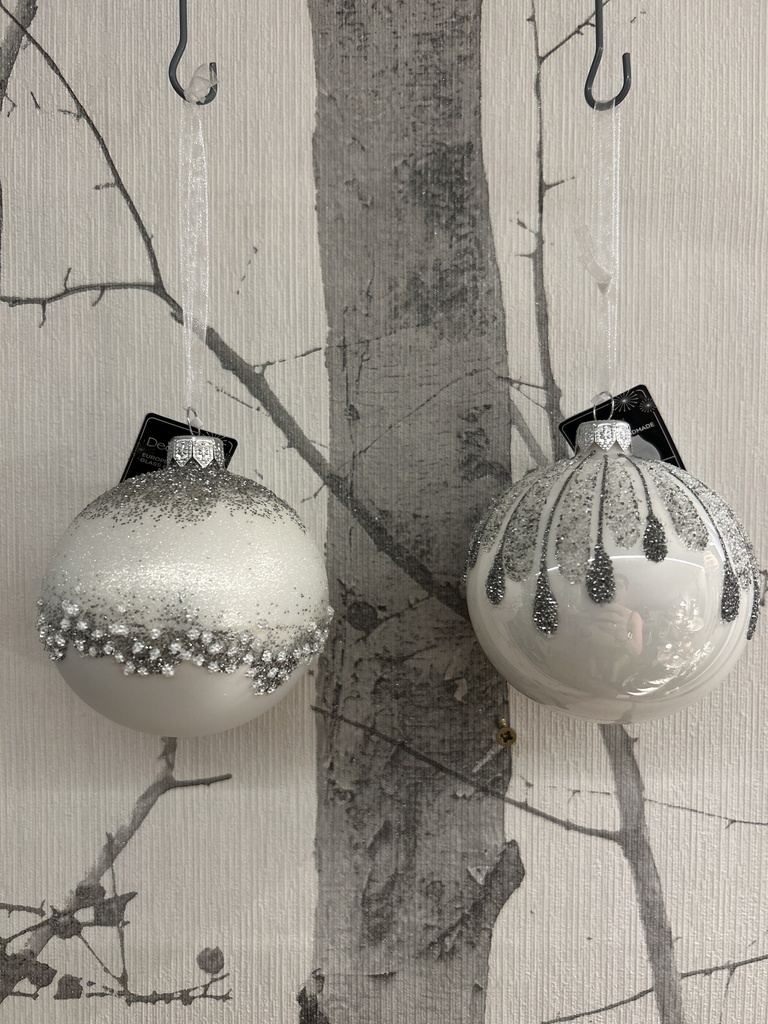 Weihnachtskugel winter-weiß matt
