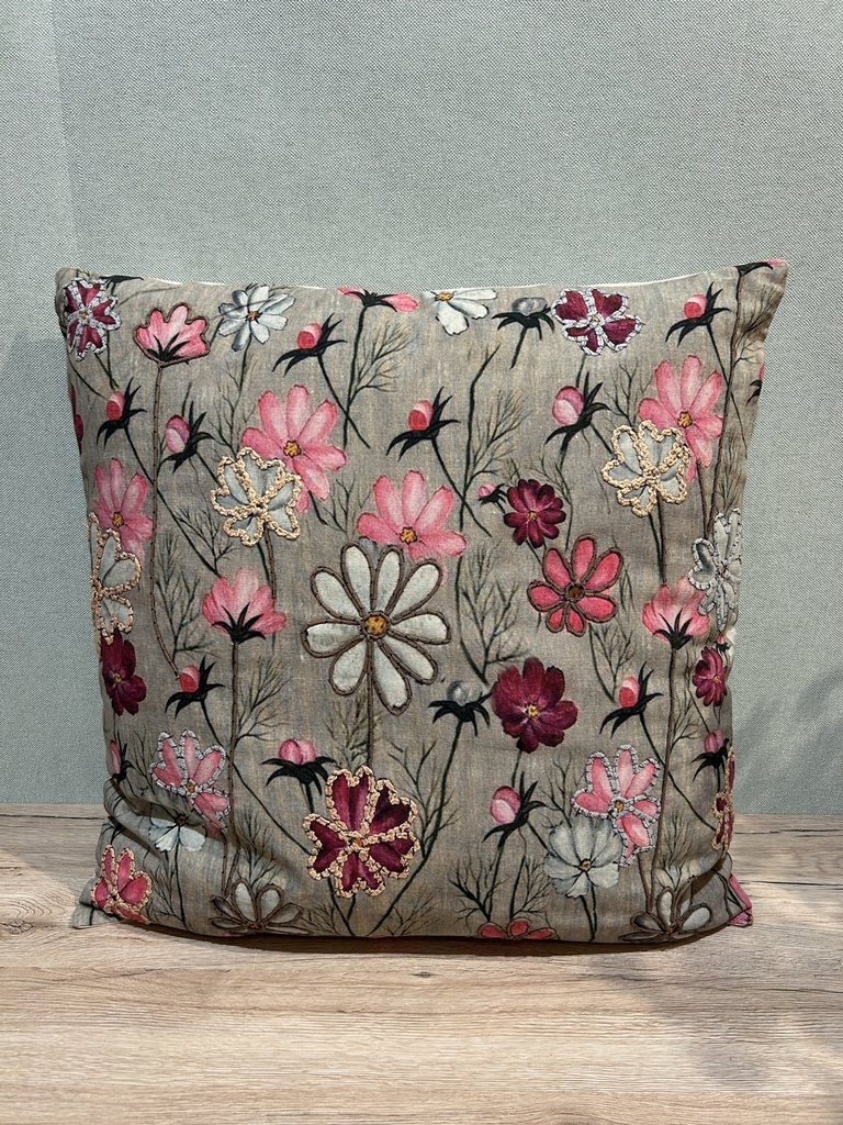 Kissen Blumenmuster lila, 45 x 40 cm mit Füllung