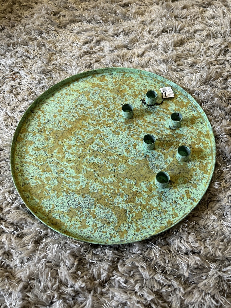 Kerzenteller Antik grün