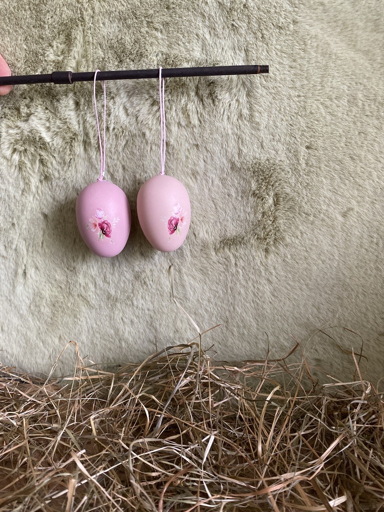 Ostereier 12er rosa mit Motiv