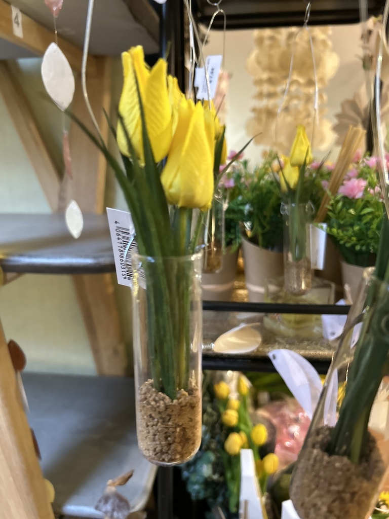 Tulpen in Hängevase (gelb)