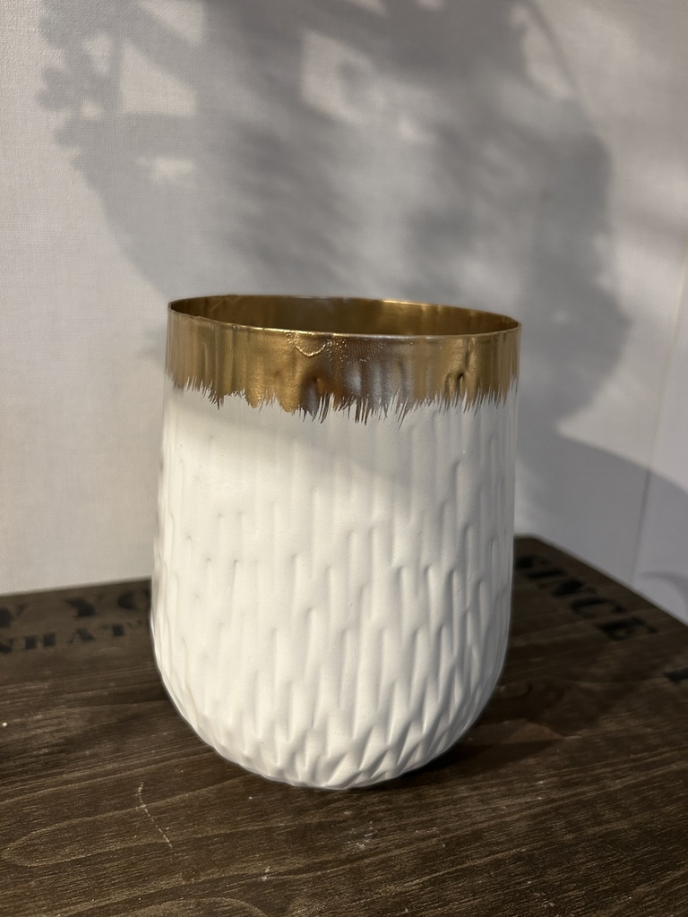 Metall Gefäß weiß-gold