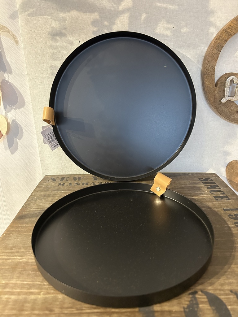Metall-Tablett rund, schwarz