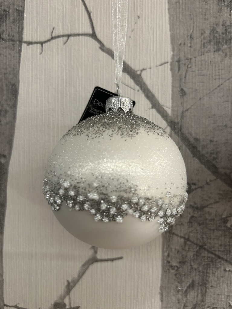 Weihnachtskugel winter-weiß matt