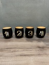 Windlicht Advent schwarz-gold Set