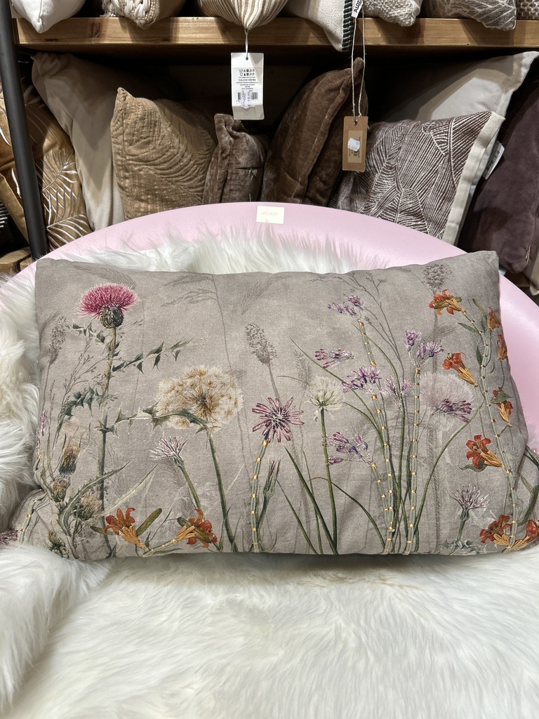 Kissen Blumenwiese lindgrün mit Füllung