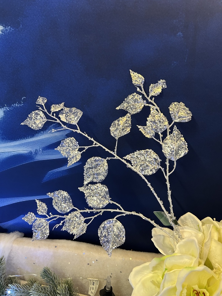 Zweig silber mit Blätter