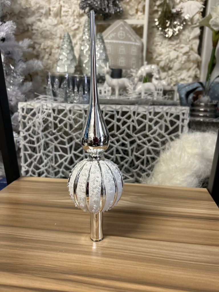Baumspitze silber mit Motiv