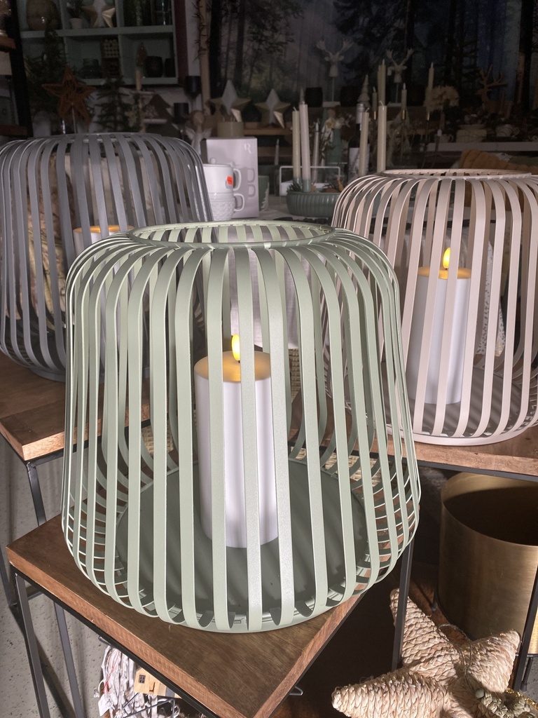 Solar Laterne Metall mit Stumpenkerze groß