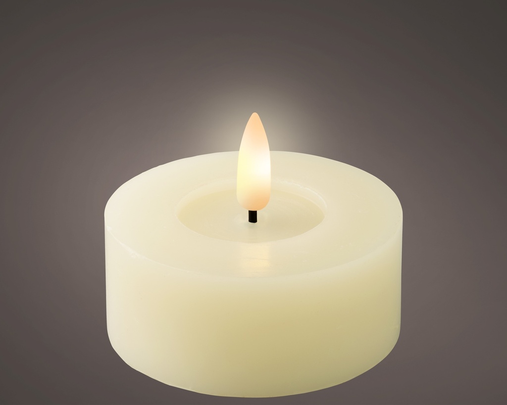 LED Wachskerze mit Flammeneffekt creme-weiß