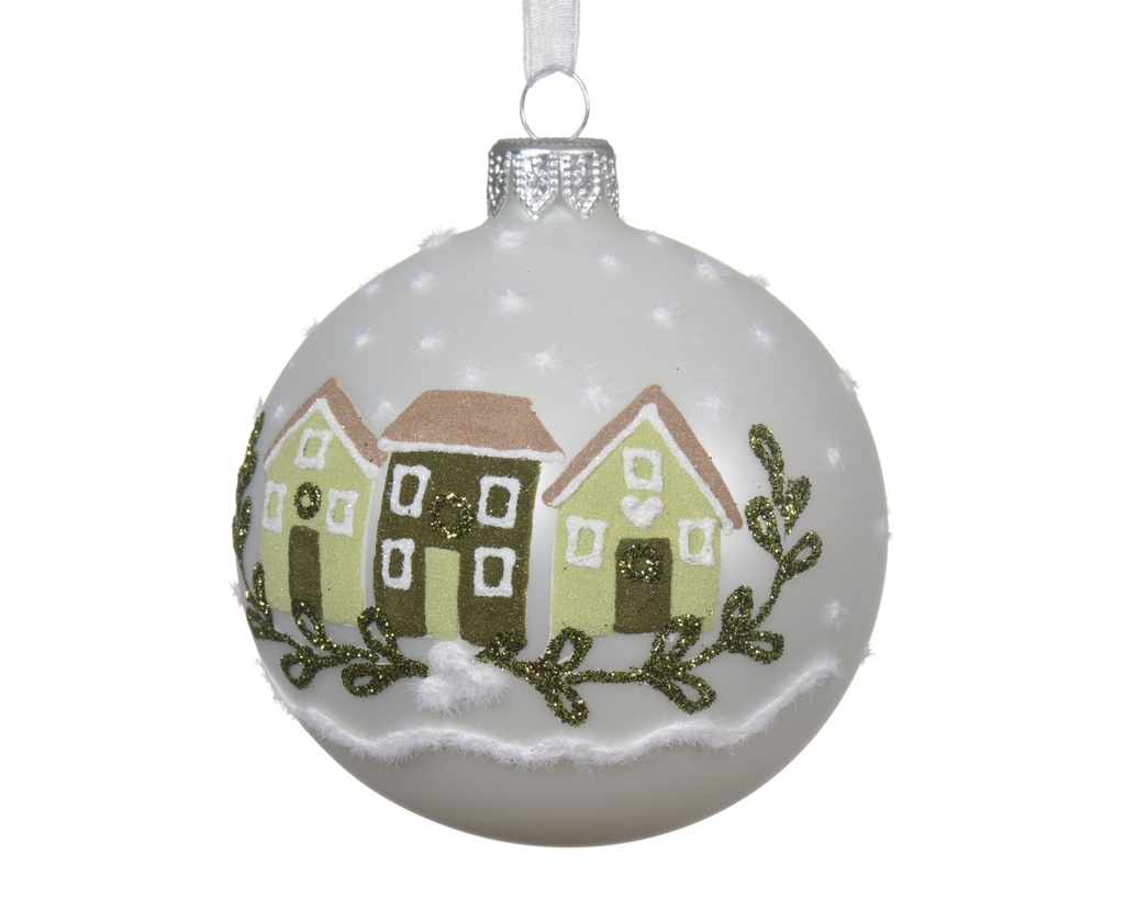 Weihnachtskugel Häuserreihe