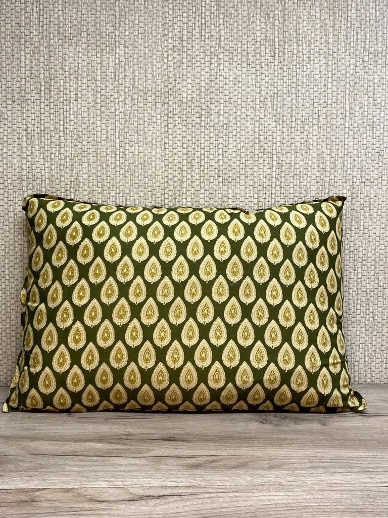 Kissen mit Füllung 60x40cm, grün mit Blätter