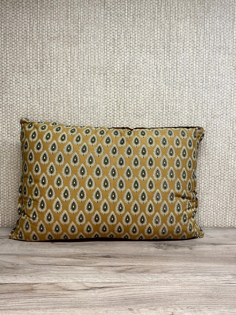 Kissen mit Füllung 60x40cm, senf mit Blätter