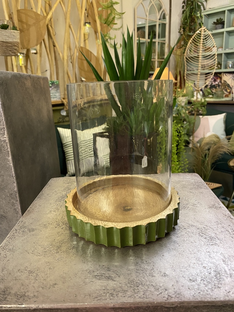 Windlicht auf Mango-Holz 15cm