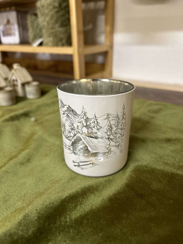 Windlicht Winterwald 8x7 cm