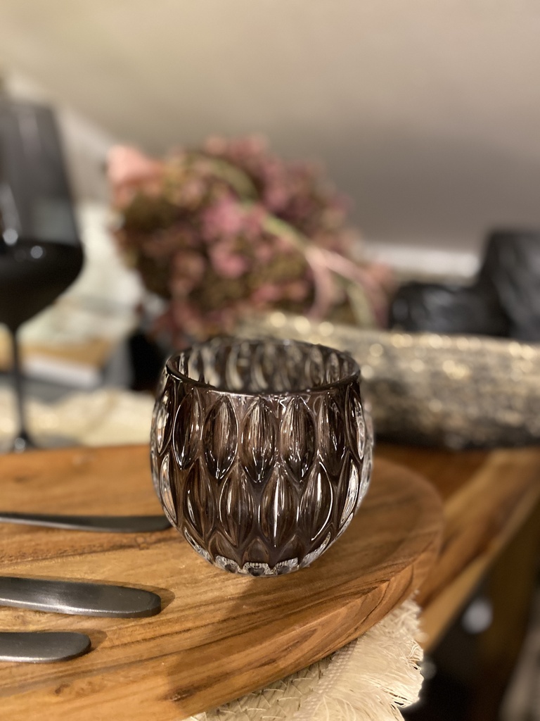 Windlicht schweres Glas braun 8,5 cm