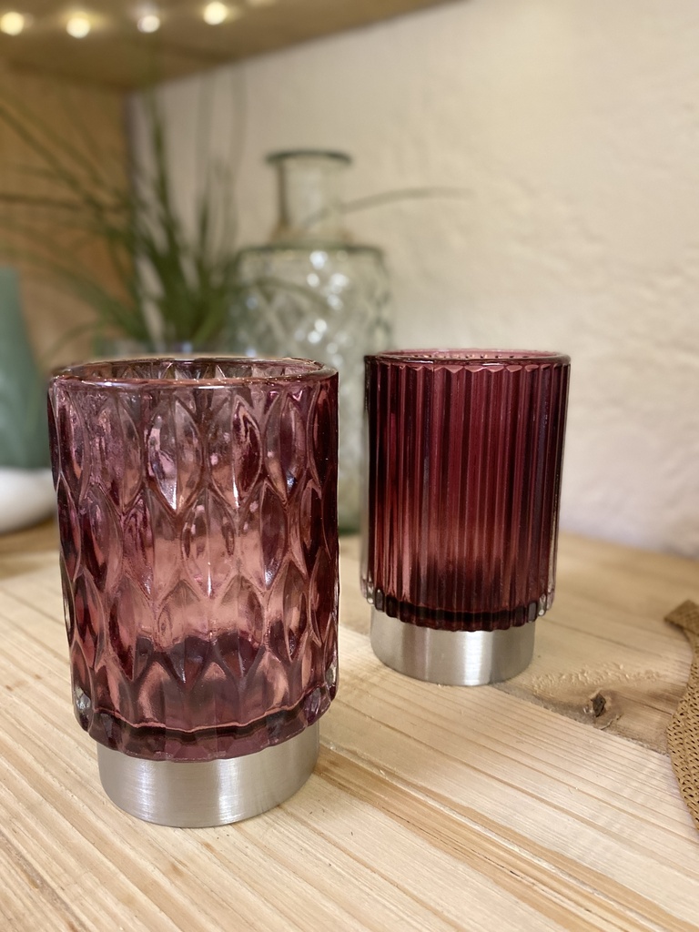 Windlicht rosa-silber 13cm