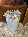 Vase Steingut mit Vogeldecor