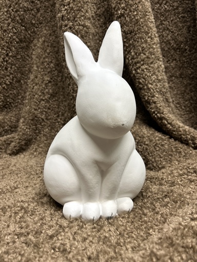 [P0001657] Hase sitzend (weiß) Zement