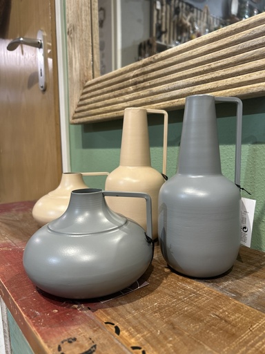 [P0001864] Metall Vase (sand/grau)