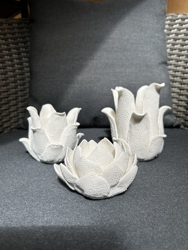 Teelichthalter Porzellan beige