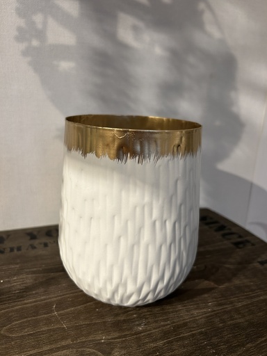 [P0002526] Metall Gefäß weiß-gold