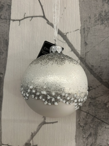 Weihnachtskugel winter-weiß matt