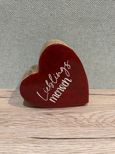 Herz Mango-Holz mit Schriftzug