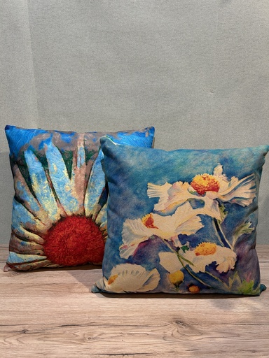 Kissen Floral blau mit Füllung
