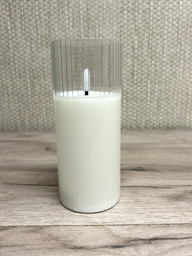 [P0000175] LED Kerze Weiß 17,5cm im Glas (geriffelt)