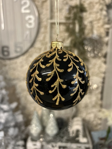 [P0002941] Weihnachtskugel schwarz gold