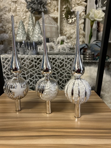 Baumspitze silber mit Motiv