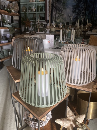 Solar Laterne Metall mit Stumpenkerze groß