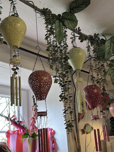 Solar Hängelampe mit Windspiel Länge 56cm