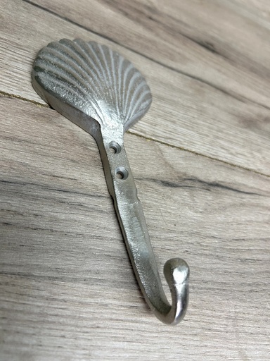 [P0000245] Kleiderhaken Metall Muschel silber