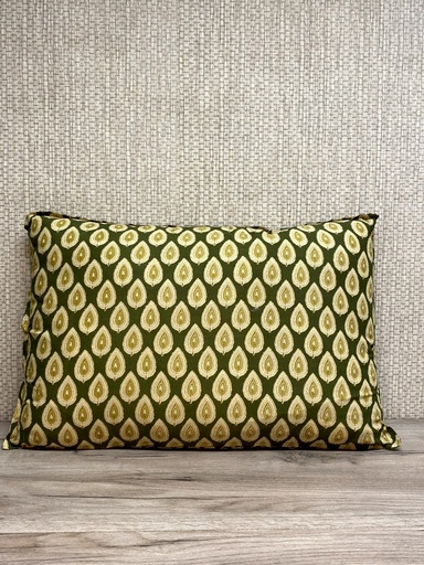 [P0000419] Kissen mit Füllung 60x40cm, grün mit Blätter